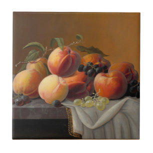 Azulejo De Cerâmica Pintura de Natureza Morta de Frutas com Pêssegos e