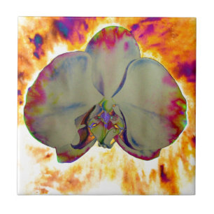 Azulejo De Cerâmica Pintura de orquídea Elegante de abstrato de aquare