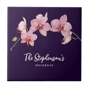 Azulejo De Cerâmica Pintura de Orquídeas Rosa-Mola com Aquarela