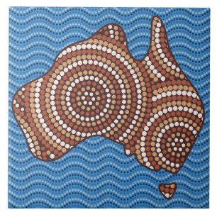 Azulejo De Cerâmica Pintura de pontos aborígene da Austrália