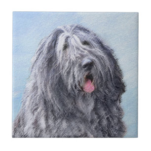 Azulejo De Cerâmica Pintura de Sheepdog Bergamasco - Cachorro Original