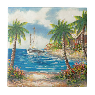 Azulejo De Cerâmica Pintura de um veleiro em Havaí