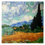 Azulejo De Cerâmica Pintura de Van Gogh, Wheatfield com Cypress Tree<br><div class="desc">Wheatfield com Cypress Tree,  famosa pintura de Vincent van Gogh</div>