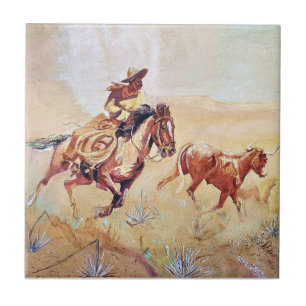 Azulejo De Cerâmica Pintura de Vaquero por Eward Borein