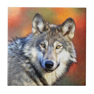 Azulejo De Cerâmica Pintura de Wolf Art Cinza
