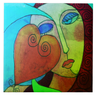 Azulejo De Cerâmica Pintura Digital Abstrata de Amor