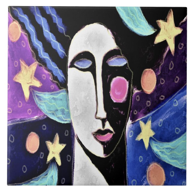 Azulejo De Cerâmica Pintura digital Abstrato (Frente)