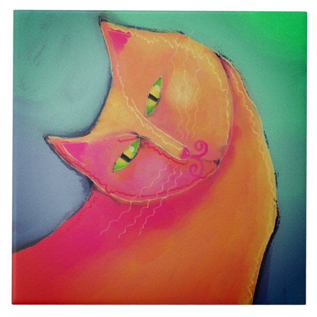 Azulejo De Cerâmica Pintura digital Abstrato de Menino Bonito (Frente)