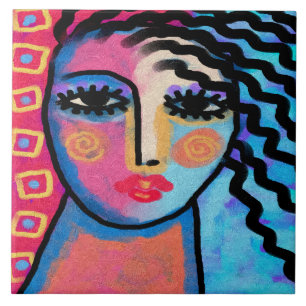 Azulejo De Cerâmica Pintura digital Abstrato de um dia bonito de uma m