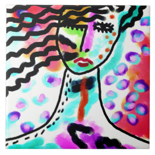 Azulejo De Cerâmica Pintura digital com Abstrato de Mess quente