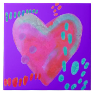Azulejo De Cerâmica Pintura digital funky Abstrato Heart