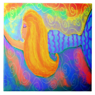 Azulejo De Cerâmica Pintura digital funky Abstrato Mermaid