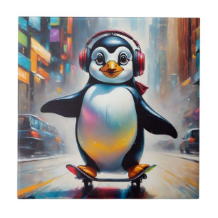 Azulejo De Cerâmica Pintura digital pinguim Legal