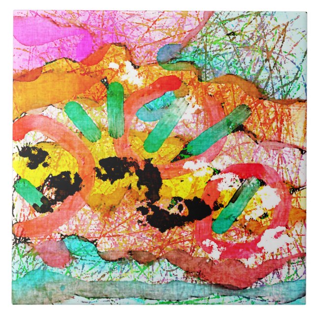 Azulejo De Cerâmica Pintura digital sem título Abstrato 2 (Frente)