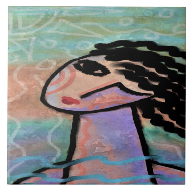 Azulejo De Cerâmica Pintura digital Sunny Summer Day (Frente)