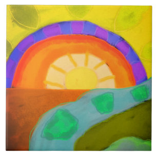 Azulejo De Cerâmica Pintura digital sunset Abstrato