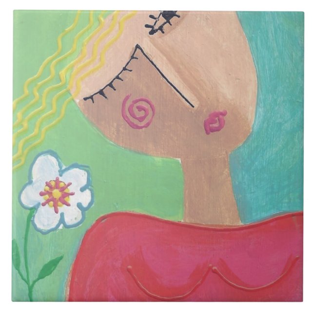 Azulejo De Cerâmica Pintura do Abstrato de alimentação da ventoinha (Frente)