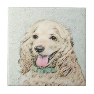 Azulejo De Cerâmica Pintura do Cocker Spaniel Buff - Arte Original par