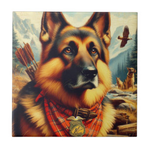 Azulejo De Cerâmica Pintura do German shepherd Vintage