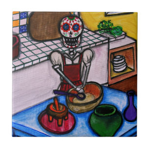 AZULEJO DE CERÂMICA  PINTURA DO LA JEFA DO LA COCINERA DE CALAVERA