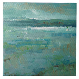 Azulejo De Cerâmica Pintura do Oceano de Praia abstrato