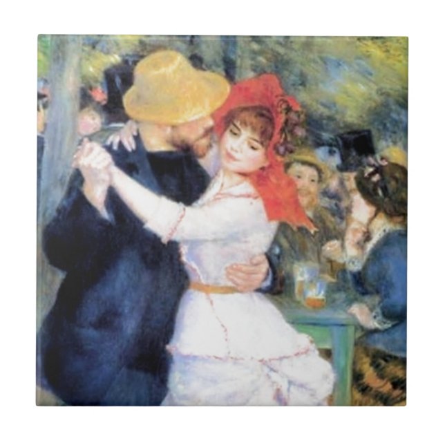 Azulejo De Cerâmica Pintura do renoir da dança da mulher do homem (Frente)