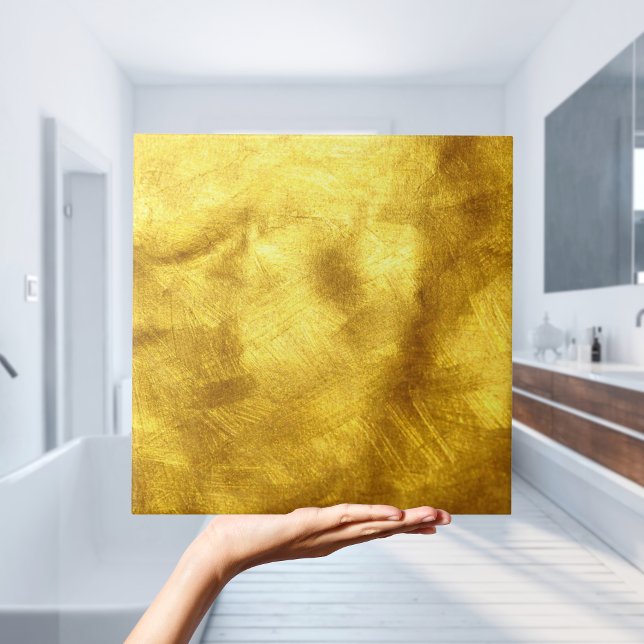 Azulejo De Cerâmica pintura dourada (gold tile with modern golden paint effect)