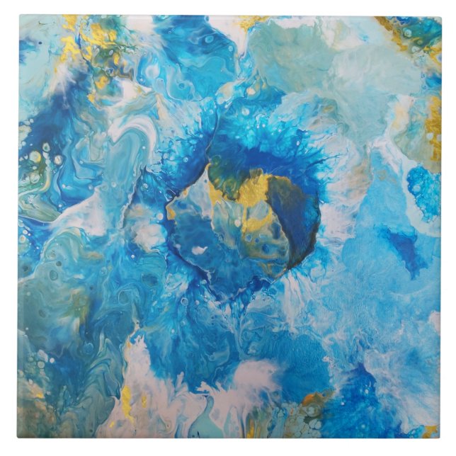 Azulejo De Cerâmica Pintura em Abstrato - Espuma Oceânica (Frente)