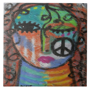 Azulejo De Cerâmica Pintura em acrílico do Abstrato da Paz na OSB