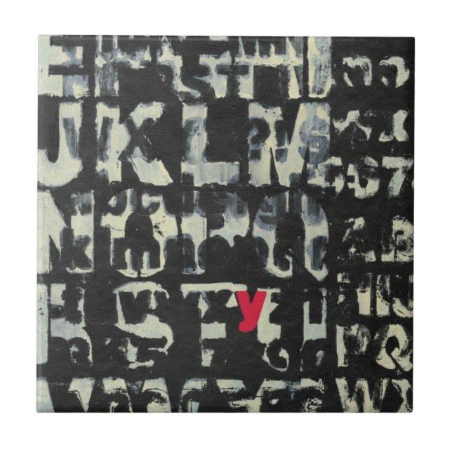 Azulejo De Cerâmica Pintura em alfabeto por Norman Wyatt (Frente)