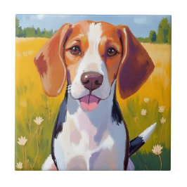 Azulejo De Cerâmica Pintura em Aquarela de Cachorro Beagle Pet