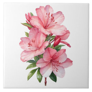 Azulejo De Cerâmica Pintura em aquarela de flor de azálea