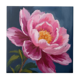 Azulejo De Cerâmica Pintura em Aquarela Floral de Flor Rosa