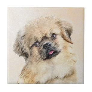 Azulejo De Cerâmica Pintura em espanhol tibetano - Arte canina origina
