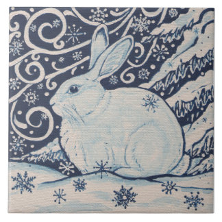 Azulejo De Cerâmica Pintura em floco de neve Marinho de coelho de Nata