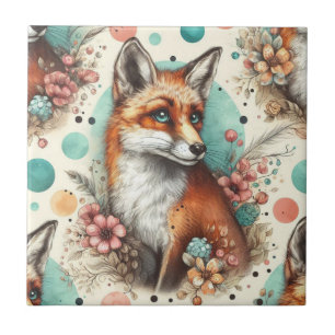 Azulejo De Cerâmica Pintura em Forma de Cinto Vintage Watercolo Fox