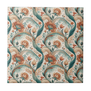 Azulejo De Cerâmica Pintura em Paredes com Estilo Art Nouveau Floral V