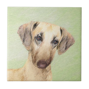 Azulejo De Cerâmica Pintura em Sloughis - Arte Cachorra Original