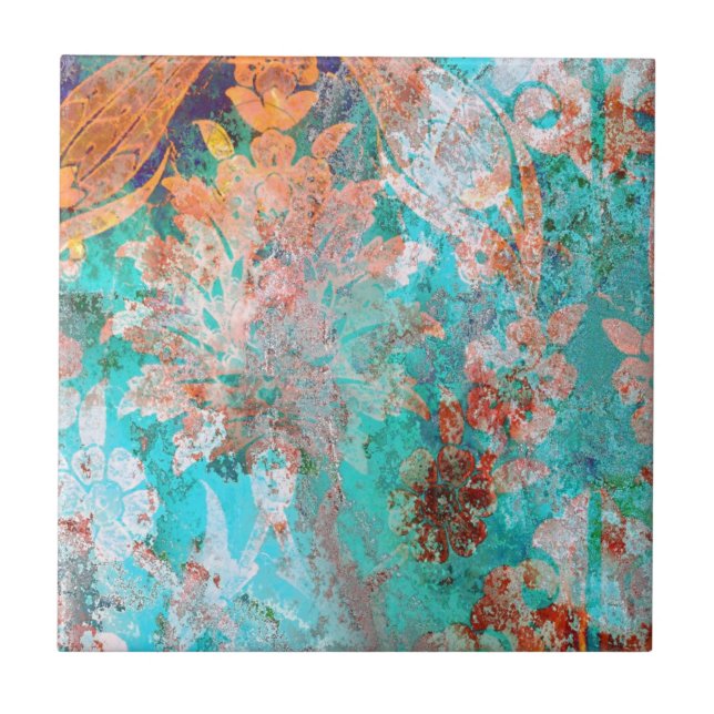 Azulejo De Cerâmica Pintura Floral (Frente)