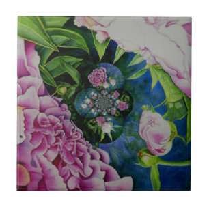 Azulejo De Cerâmica pintura floral a abstrato cor rosa de pedras