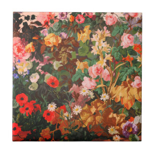 Azulejo De Cerâmica Pintura floral de flores coloridas vintage lindas