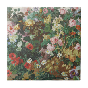 Azulejo De Cerâmica Pintura floral de flores lindas vintage