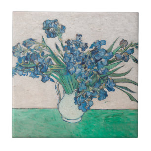 Azulejo De Cerâmica Pintura Impressionista Vaso de Íris de Van Gogh