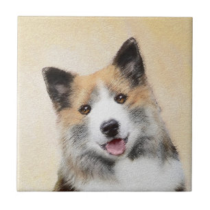 Azulejo De Cerâmica Pintura Islandesa Do Cão - Arte Original Do Cão