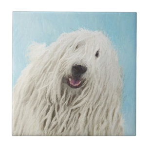 Azulejo De Cerâmica Pintura Komondor - Arte Cachorra Original