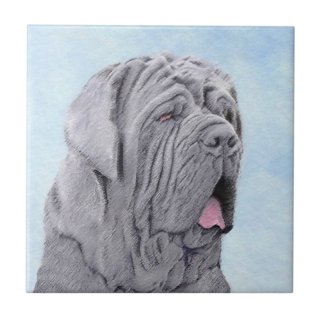 Azulejo De Cerâmica Pintura Mastiff Neopolita - Arte Canina Original (Frente)