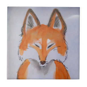 Azulejo De Cerâmica Pintura Mínima de Animais Brancos com Arte Vermel