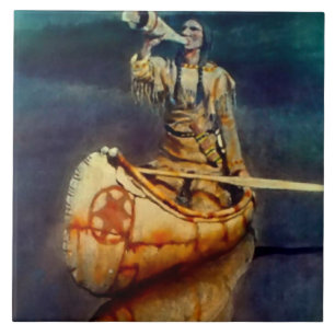 Azulejo De Cerâmica Pintura ocidental de N C Wyeth “O Chamado do Alce”