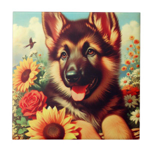 Azulejo De Cerâmica Pintura para pinos de German shepherd cômodo