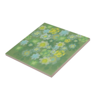 Azulejo De Cerâmica Pintura por Aquarela com Abstrato de Floral Salty